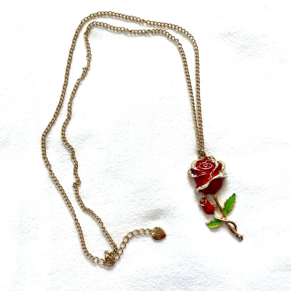 Betsey Johnson Red Rose Pendant Necklace